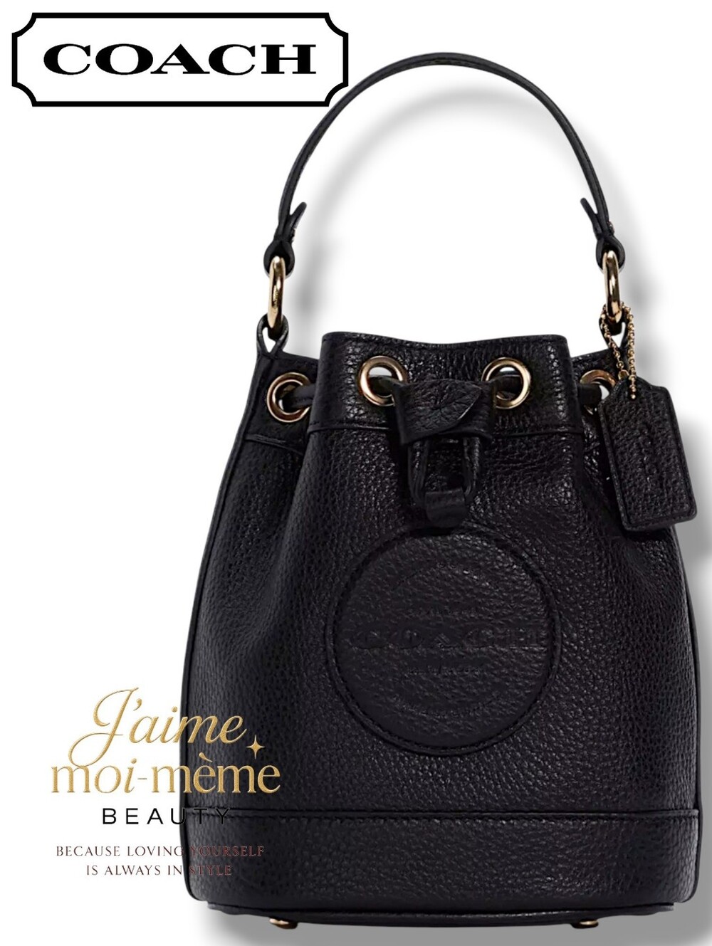 COACH Dempsey Crossbody Bucket Bag Black Leather With Gold Hardware
